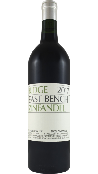 Bottle of Ridge East Bench Zinfandel 2017 wine 750 ml